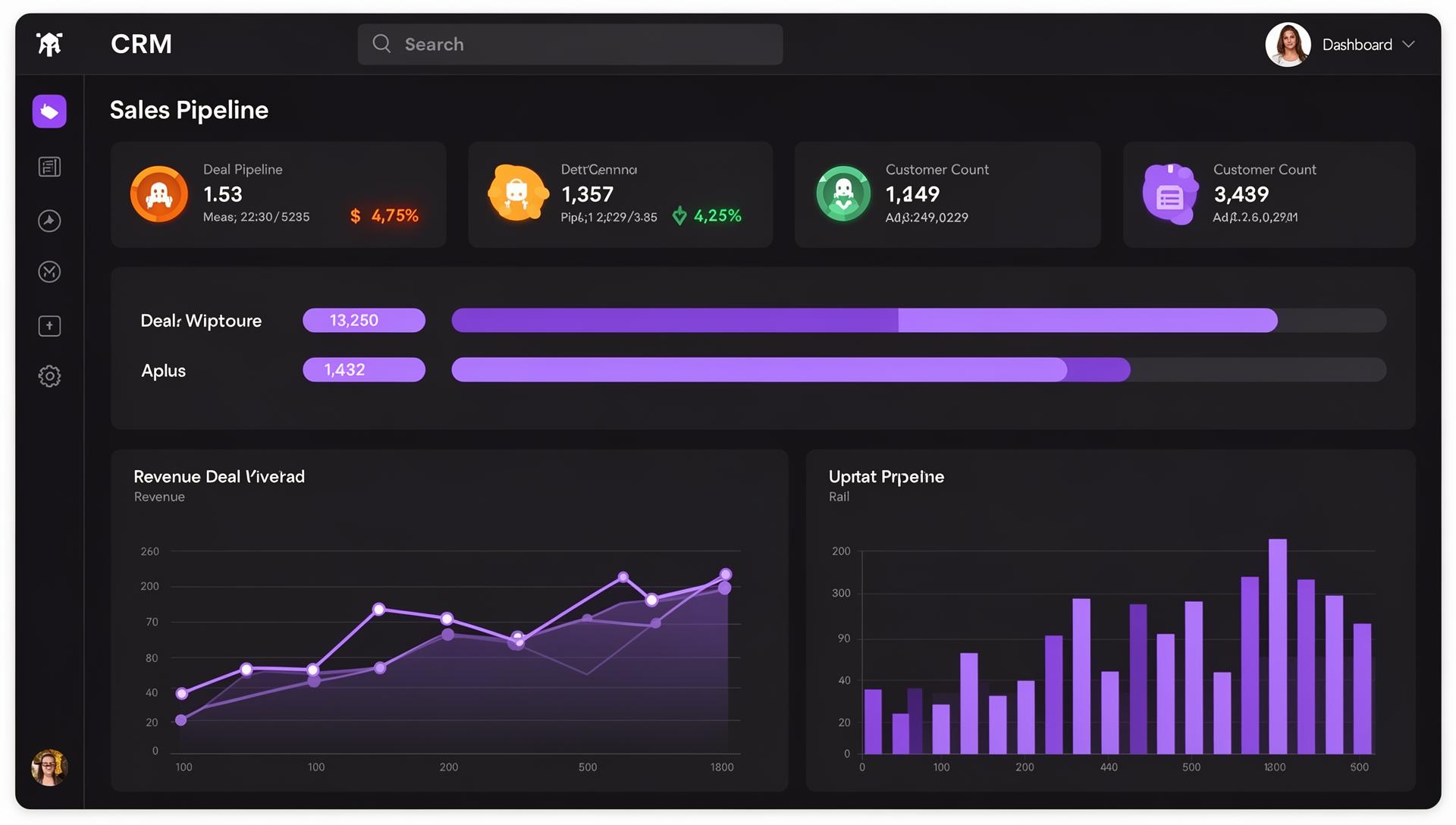 Captura de Dashboard CRM - software de gestión empresarial